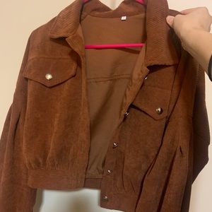 Corduroy Button-Down Drop Sleeve Crop Jacket